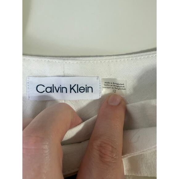 Calvin Klein Normcore Sustainable Linen Beachy Workwear Pants Size 12 White - Picture 2 of 8